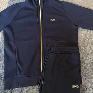 BOSS Navy Tracksuit with Gold Accents